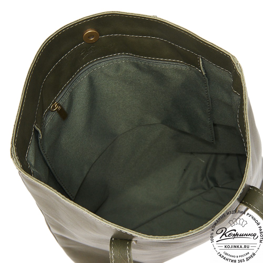 Женская кожаная сумка "Монреаль Нью" (хаки гладкая кожа)